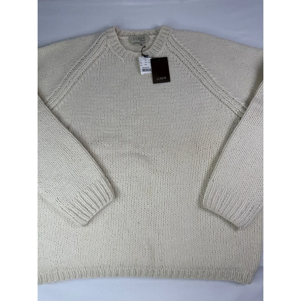 J.Crew Handknit Wool Sweater Mens XL Natural Cream White Chunky Knit 43832